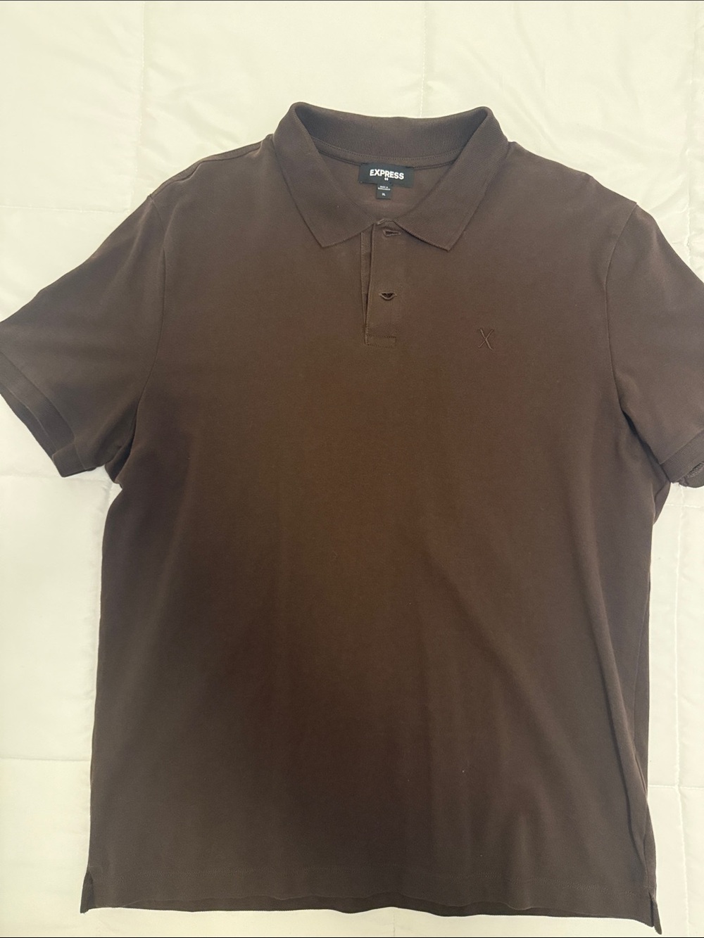 Express Men’s Chocolate Polo Shirt with Subtle Embroidery X symbol
